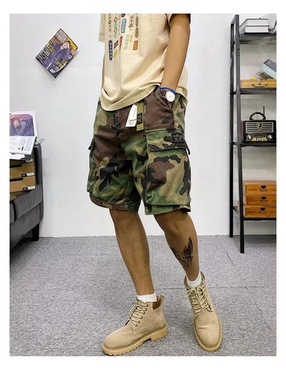 Cargo Shorts Mens Summer Cotton Army Tactical Camouflage Multi-pocket Casual Short Pants Loose Military Shorts Men 2023 New