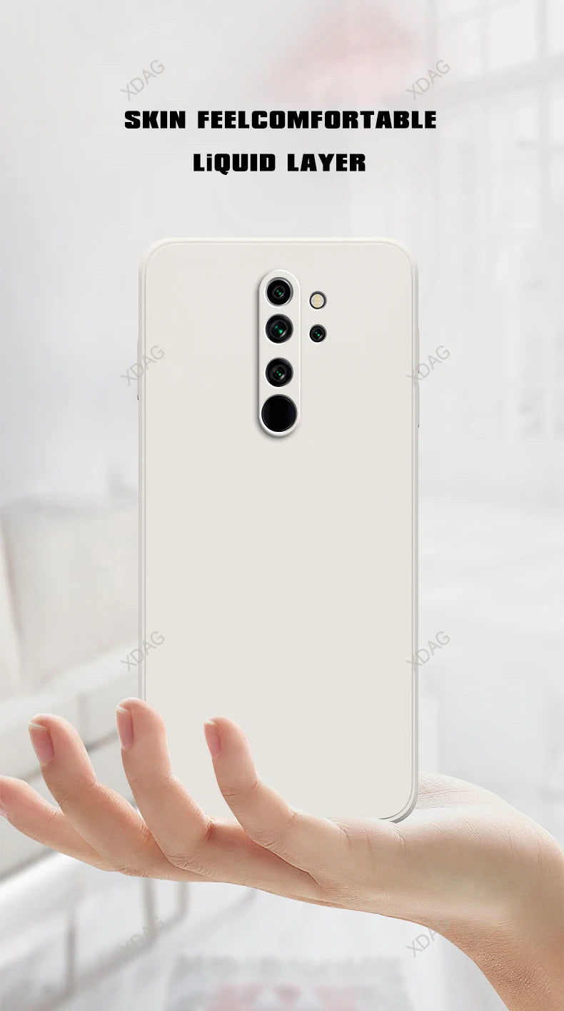 Simple Original Phone Case for Xiaomi Redmi Note8 Note 8 Pro 8Pro Soft Candy Square Liquid Silicone Internal Flocking Back Cover