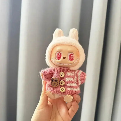 For 15-17 cm Labubu Clothes outfit Labubu Sitting Party Bear Label Scarf Hat Dolls Accessories Cute Decoration