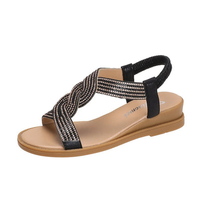 Sandals Women 2025 New Summer Wedge Heel Soft Sole Elevated Casual Roman Sandals Small Womens Shoes Sandalias Mujer Sandal Q322