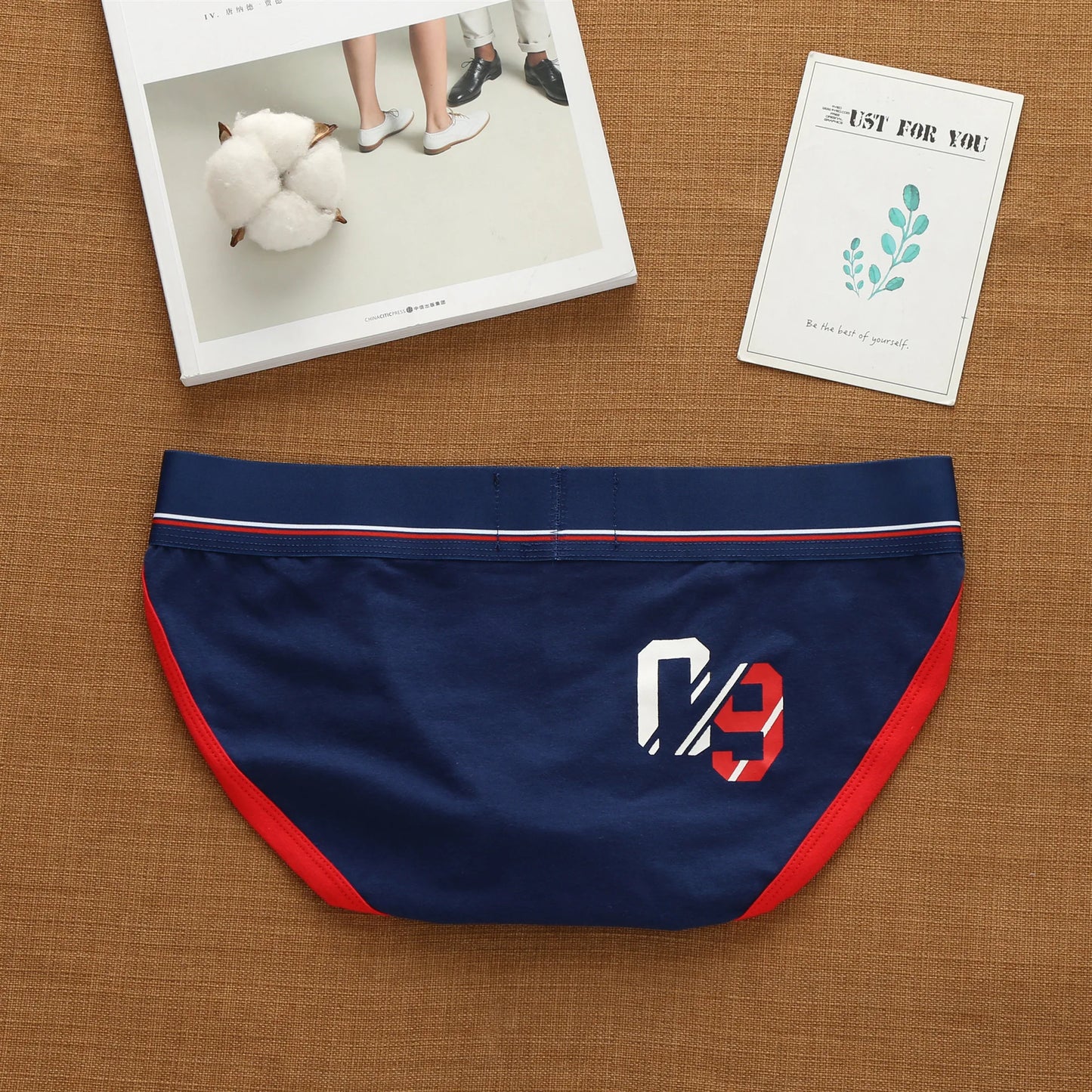 Men's sexy underwear with high cross letters and low waist fashion loose cotton tide Korean briefs