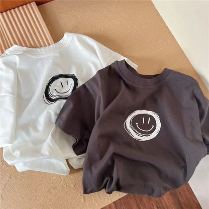 Children Simple TShirt Solid Color Versatile Short Sleeve Tops For Boys And Girls Summer New Baby Thin Cotton Bottoming Shirt