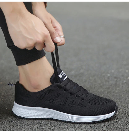 New Sneakers For Women Breathable Fashion Trainers Plus Size Women Sneakers Mesh Fabric Lace Up Women Shoes Female Footwear