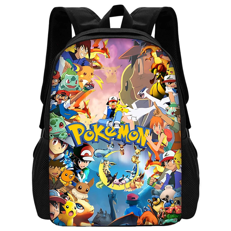 3 pcs set Cute Anime Pikachus Gengars Child School Backpack with Lunch Bags ,Pencil Bags ,School Bags for Boys Girls Best Gift