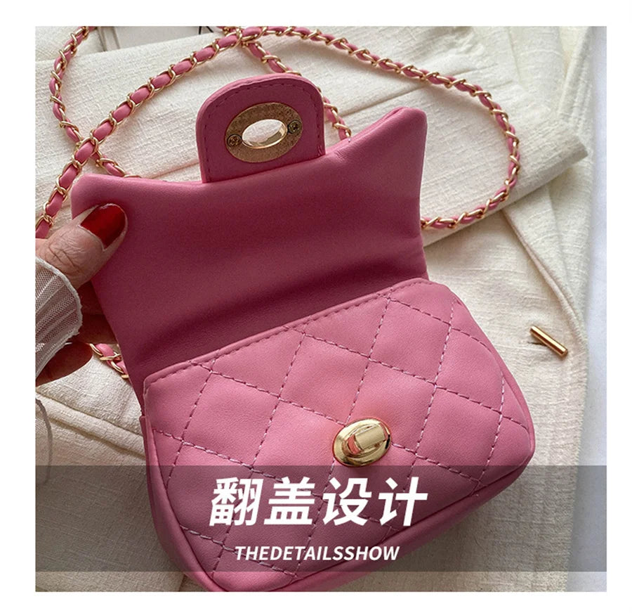 Kids Mini Designer Luxury Shoulder Bag Toddler Princess Baby Girls Pink Bow Handbag Little Girl Cute Crossbody Purse