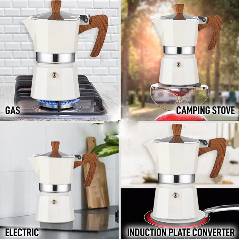 Coffee Pots Moka Pot Italian Coffee Machine Espresso Aluminum Geyser Coffee Maker Kettle Latte Stove Classic Coffeeware Filters