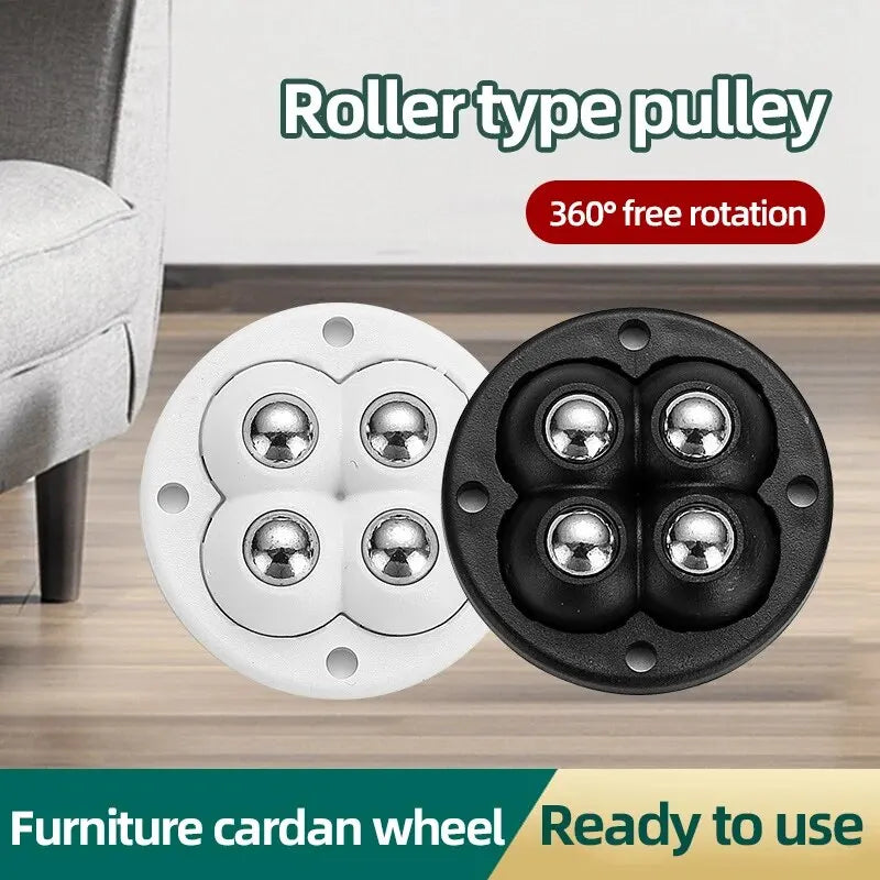 4PCS Non Punching Adhesive Furniture Ball Universal Pulley Household Mobile Base Accessories Trash Can Bottom Small Wheel