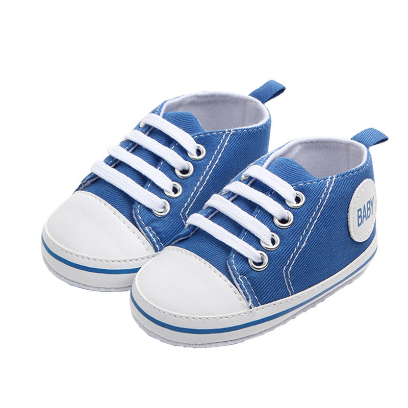 0-18months Unisex Baby Canvas Shoes Soft Sole First Walkers Sneaker Infant Girls And Boys Lace-Up Anti-Slip Flat Shoes