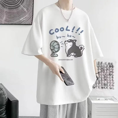 Korean Oversized Baggy T-shirt for Men Summer Casual Short Sleeve Couple Wear Harajuku Tops Tee Japan Y2k Streetwear