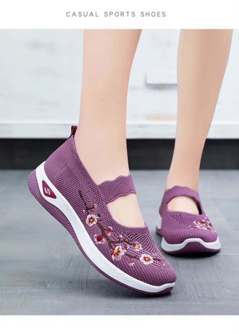 Summer Women's Shallow Flats Loafers Breathable Mary Jeans Flower Sneakers Female Platform Running Cotton Slip On Shoes