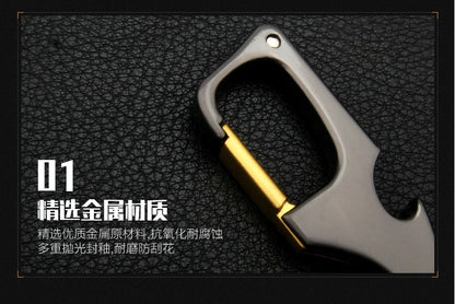 Creative Multifunctional Keychain for Men Unusual Design Carabiner Buckle with Bottle Opener Detachable Knife Portable Keyring