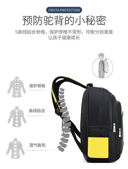 Primary school students boys backpacks are lightening trendy cartoon lightweight back protection children backpack