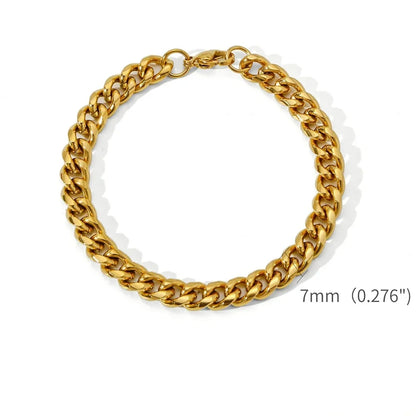 Gold Color Stainless Steel Cuban Chain Men's Bracelet Simple Retro Bracelet For Women Hip Hop Jewelry Trend Accessories Gift