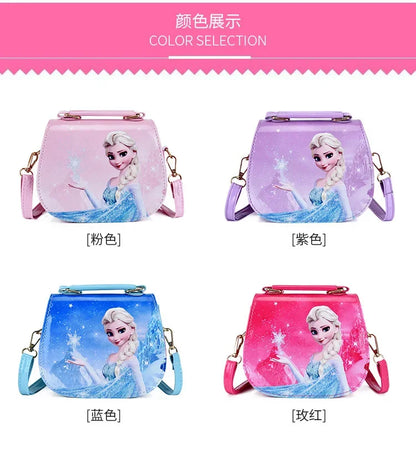 Cute cartoon anime Elsa princess messenger bag fashion girl handbag small bag baby shoulder messenger bag