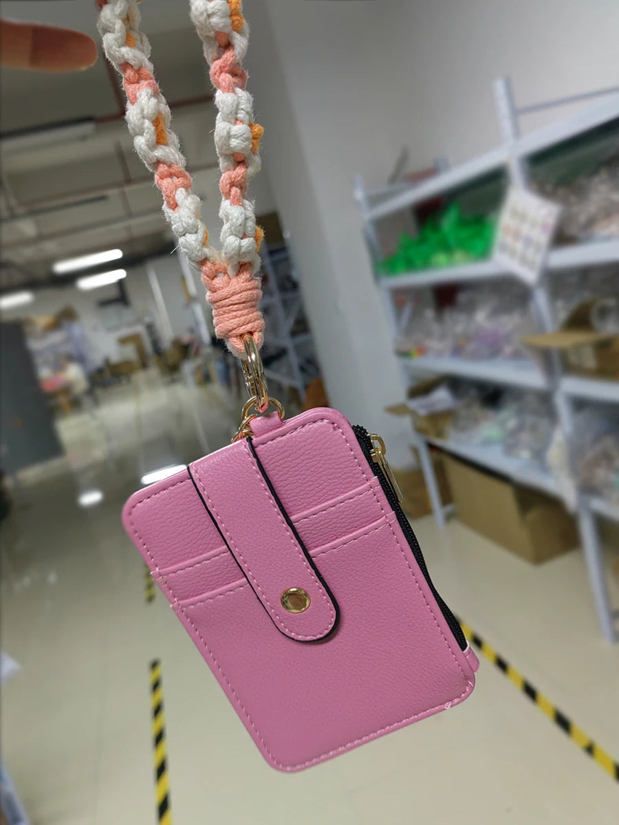 Fashion multifunctional Pattern Credit Card Bag Pu Leather Coin Purse Women Silicone Bead Bangle Keychain