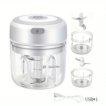 Electric Mini Garlic Chopper, Portable Food Processor, Vegetable Chopper Onion Mincer, Cordless Meat Grinder with USB Charging