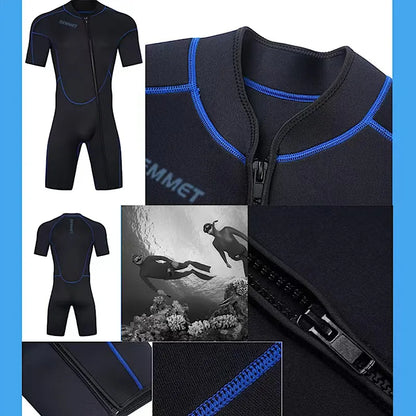 DEMMET Women Men Short Sleeve Wetsuit 1.5mm Neoprene Full Body Wetsuit for Swim Surfing Snorkeling Spearfishing Sailing Water