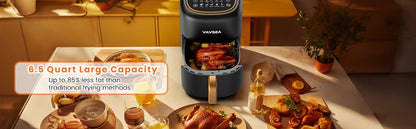 VAVSEA 10-in-1 Air Fryer with Clear Window, 1600W Hot Airfryer Oven with Digital LED Touch Screen, and Non-Stick Basket,6.5QT,