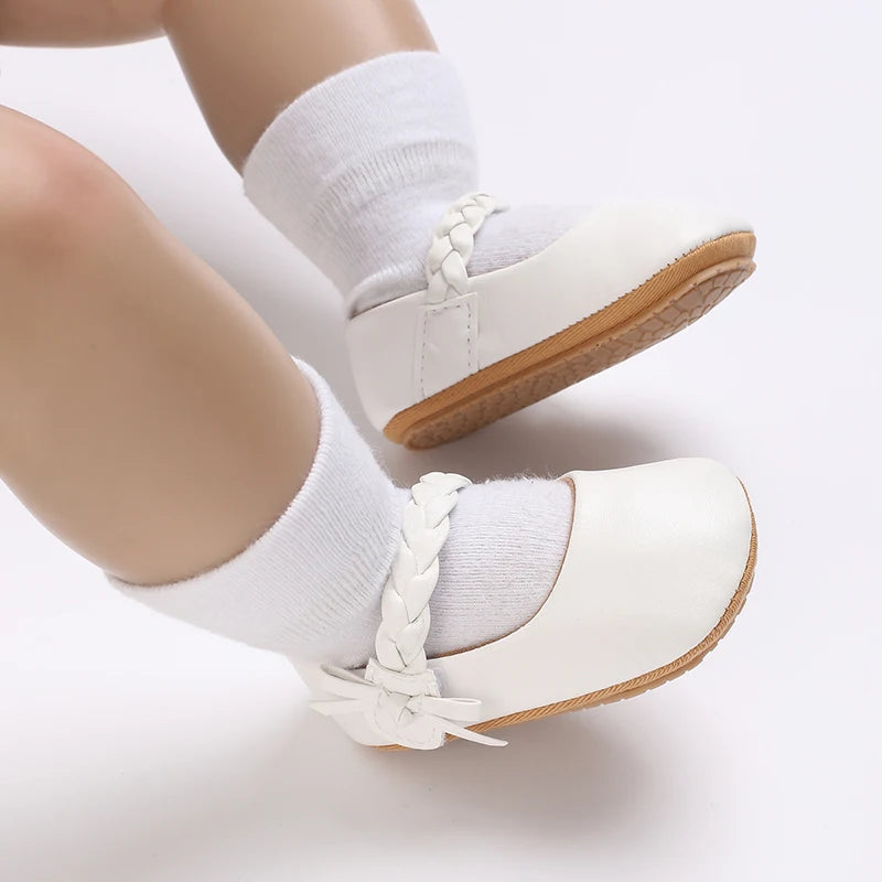 HAIZHIW 0-18 Months Cute White Lace Baby Girl Princess shoes Baby Shoes Bow Fringe Rubber Soled Non-slip Footwear Crib Shoes