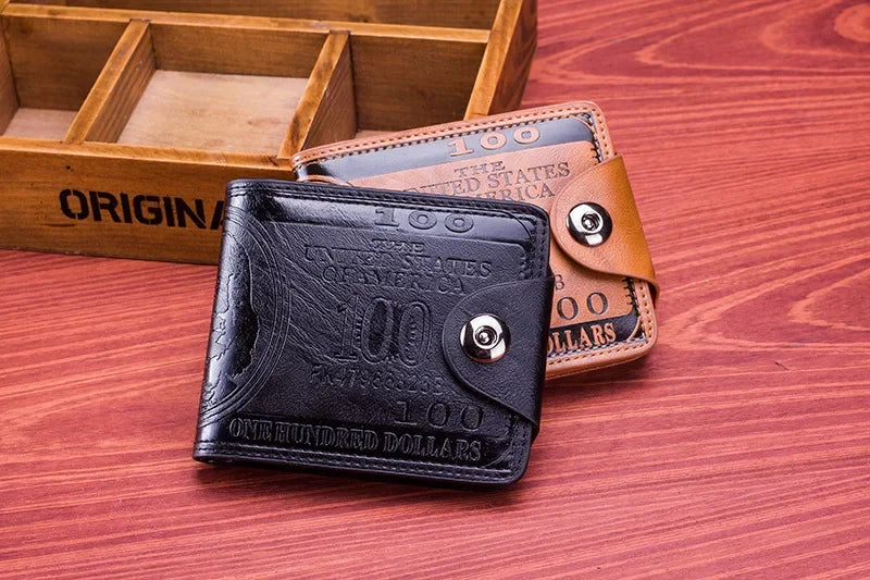 Slim Wallet for Men US $100 Dollar Bill Wallet PU Leather Billfold Card Holder Purse Pu Leather Card Holder Wallet