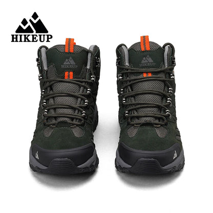 HIKEUP New Men‘s Hiking Shoes Leather Outdoor Sneakers for Men Trekking Boots Male Camping Hunting Mens Tactical Ankle Boots