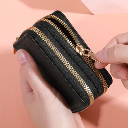 Women Zipper Short Style Purse LycheePattern Fashion Large Capacity Multi CaroSlot Coin Purse With Zipper