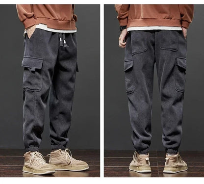 Spring Autumn New Style Elastic Waist Casual Pants for Men Stretch Straight Drawstring Harem Jogging Sports Long Pants Male