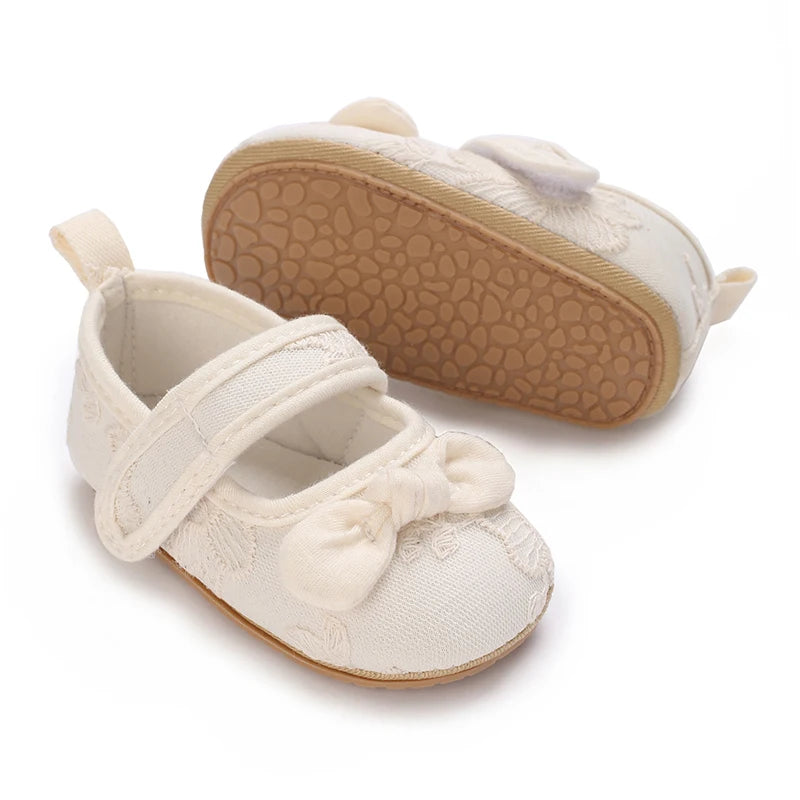 HAIZHIW 0-18 Months Cute White Lace Baby Girl Princess shoes Baby Shoes Bow Fringe Rubber Soled Non-slip Footwear Crib Shoes