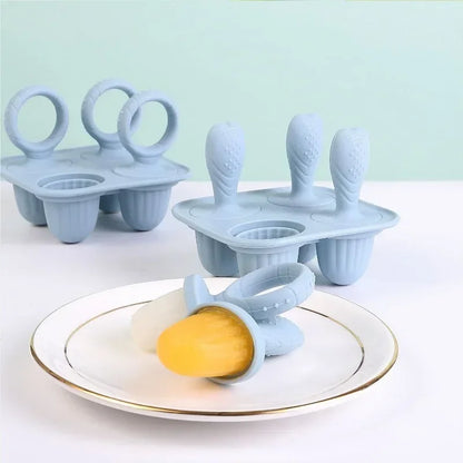 5PCS Baby Fruit and Vegetable Teether BPA Free Silicone Hand Ring Food Supplement Squeezing Rabbit Shape Bite Feeding Tableware