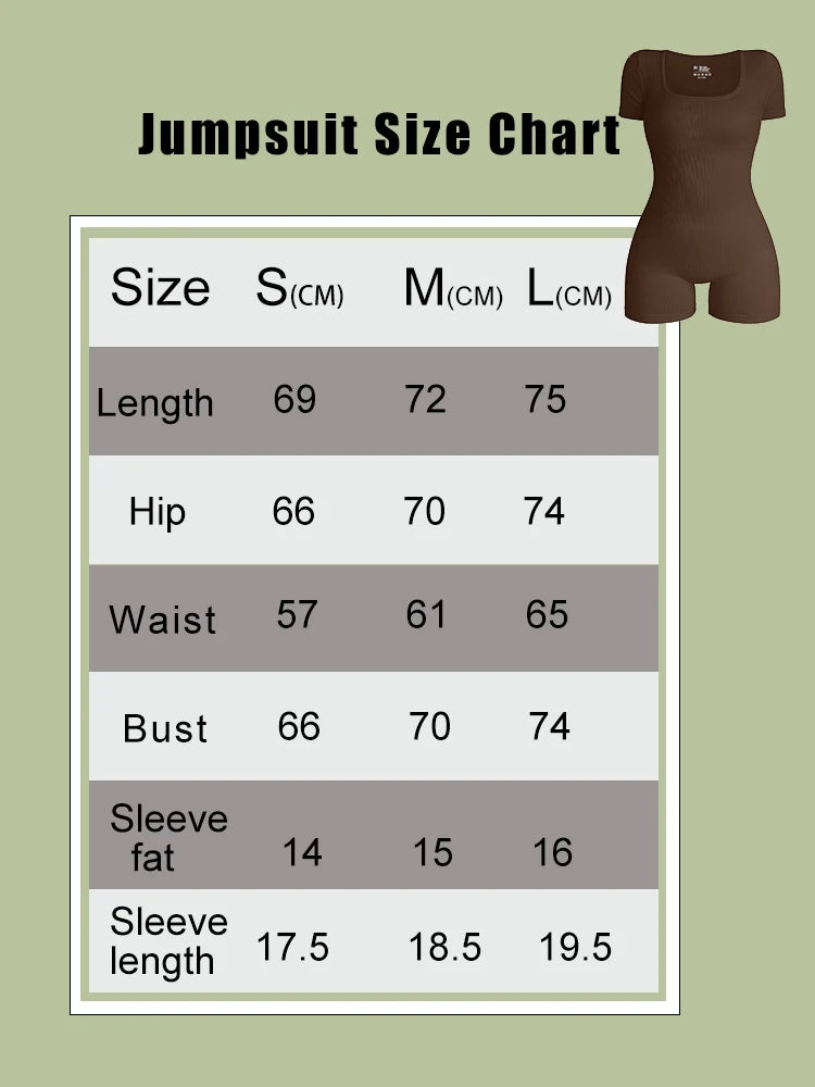 Women's Square Neck Short Sleeved Jumpsuit Sexy High Waist Bodycon One-piece Jumpsuit Fashionable Sexy Streetwear Ladies