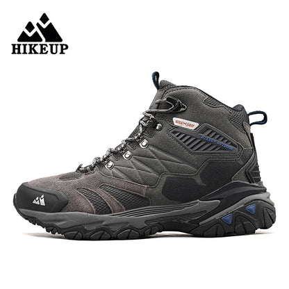 HIKEUP New Men‘s Hiking Shoes Leather Outdoor Sneakers for Men Trekking Boots Male Camping Hunting Mens Tactical Ankle Boots