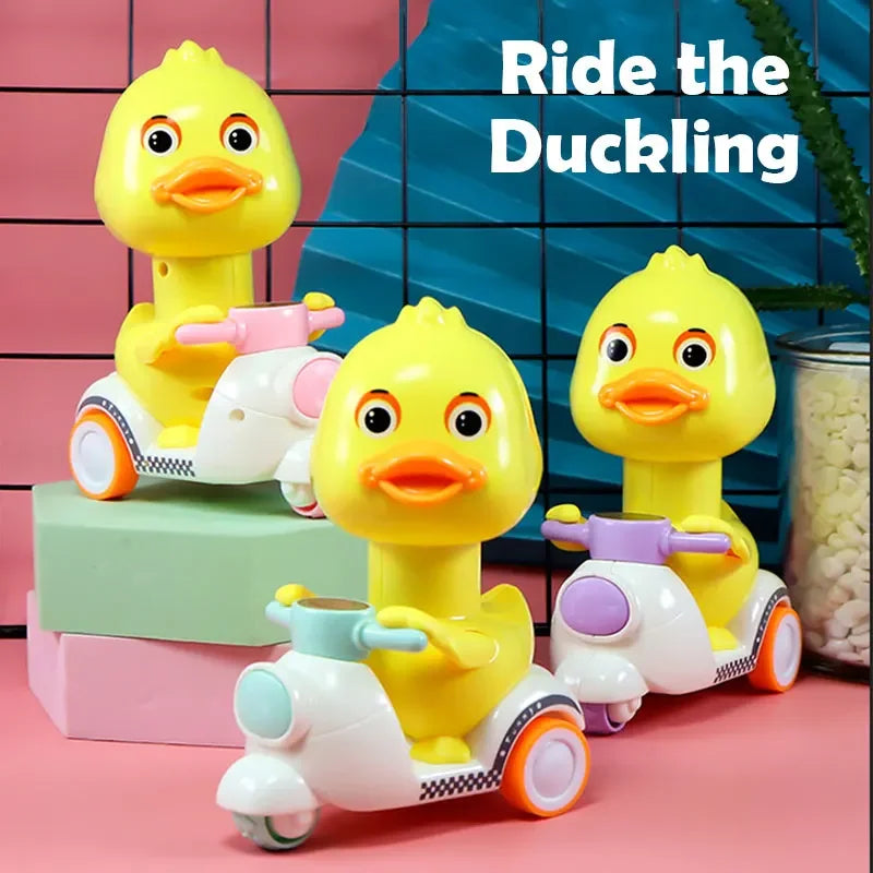 Cute Little Yellow Duck Car Inertia Squeeze Drive Funny Cars Baby Clockwork Boy Girl Toys Children's Toy 360 Degree Rotating