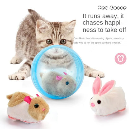 New Popular Electric Rabbit Hamster Rolling Ball Playing Cat Electronic Plush Dog Cat Machine Pet Toys