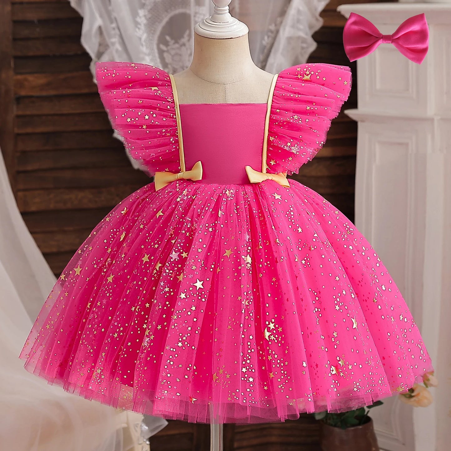 2024 Summer Dress Newborn Infant 1st Birthday Christening Clothes Princess Ruffles Sequins Weddings Party Gown Baby Girls Dress