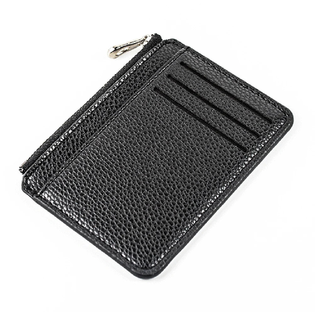 Mini Zipper Card Bag Slim ID Bank Purse Wallet Credit Organizer Portable Small Slim Ultra-thin Short Purse for Men Black