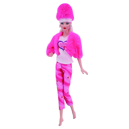 30CM&11.8Inch Doll Clothes Plush Coat + Dress+Hat ,T-shirt Set Suitable Fashion Outfit Casual Clothing Free Glasses Gift