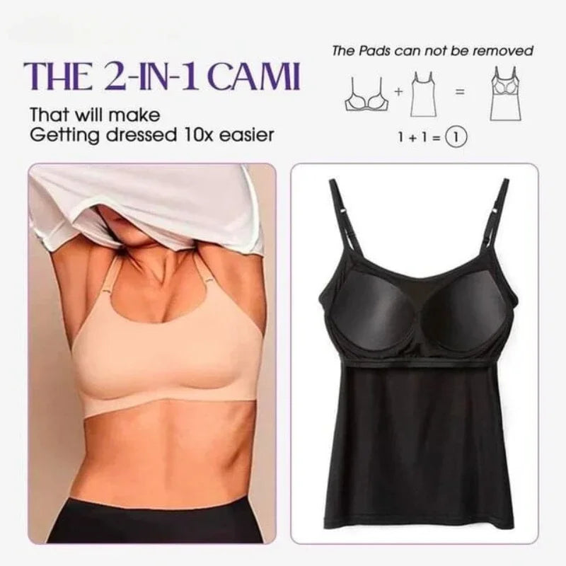 Sexy Damen Tops Solide Gepolsterter BH Spaghetti Camisole Top Damen Weste Damen Camisole mit Eingebautem BH Cami Top Weste Tank Top 2024