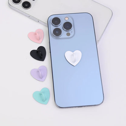 Kawaii Adhesive Metal Heart Phone Charm Holder Mobile Phone Case Finger Ring Stand Hooks Buckle Charms Clasp Accessories String