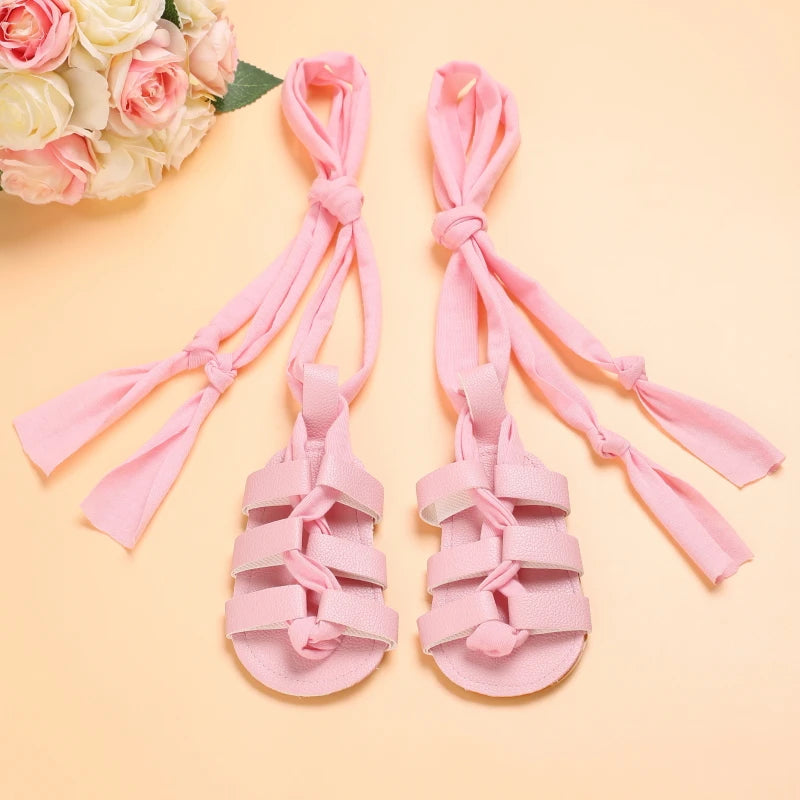 Cute Baby Girls Top Strap Sandals Newborn Soft Rubber Sole Prewalker Shoes 0-18Months