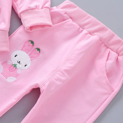 Baby's Three Piece Set Spring Autumn Thin Sets Girls Cute Cartoon Clothes Leisure Sports Suit Korean Version Trendy Clothing