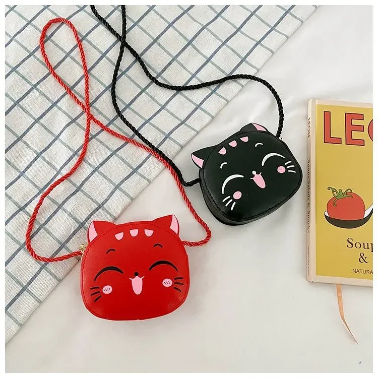 New Cartoon Children's Crossbody Bag Cute Cat Kids Fashion Coin Purse Purse Handbag Cute Mini Shoulder Bag for Girls and Boys