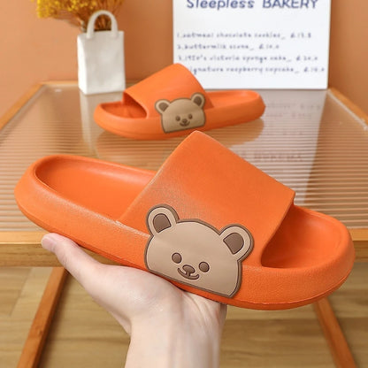 Bear Slippers Women Summer Flip Flops Cute Cartoon Cloud Shoes For Bathroom Indoor Outdoor Wear Soft Thick Beach Men Sandals