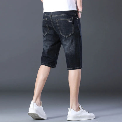 2024 Summer Men'S Thin Slim-Fit Denim Shorts Business Casual Fashion All-Match Stretch Loose Cropped Trousers Male Brand Jeans