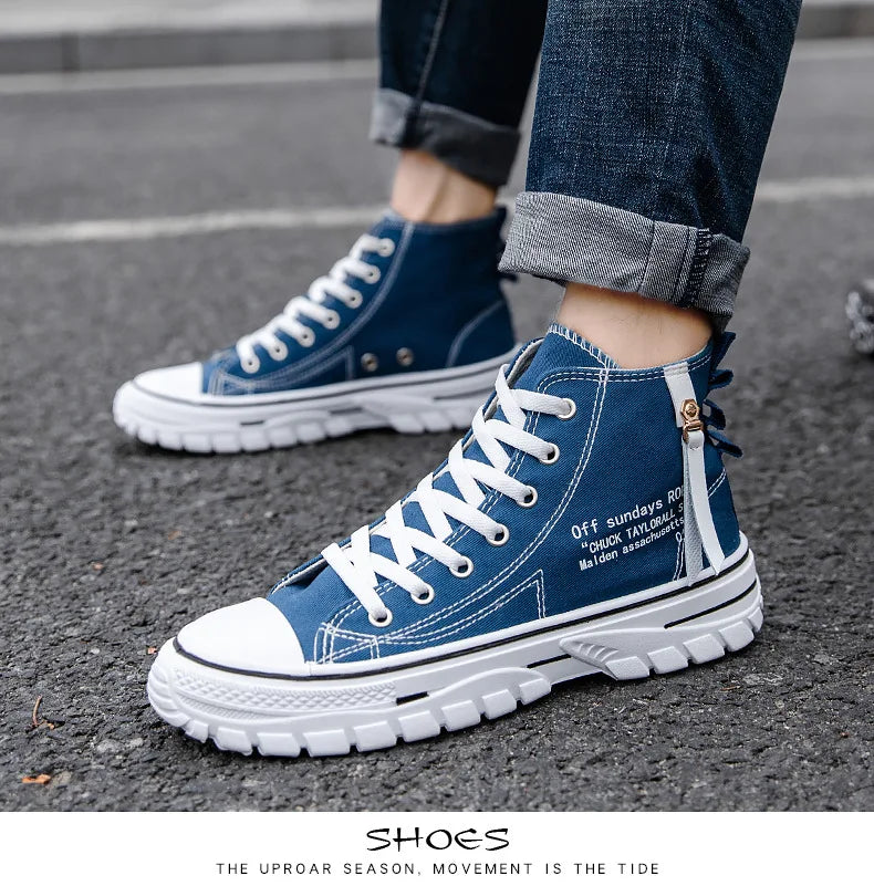 Men‘s Canvas Shoes Men Fashion Summer Casual Sneakers Student Casual Shoes High Top Man Vulcanize Shoes 2023 Spring Autumn