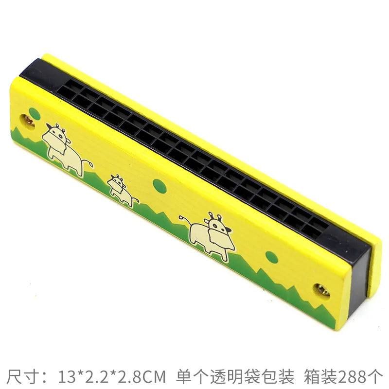 16 Holes Cute Harmonica Musical Instrument Montessori Educational Toys Cartoon Pattern Kids Wind Instrument Gift for Boy Girl