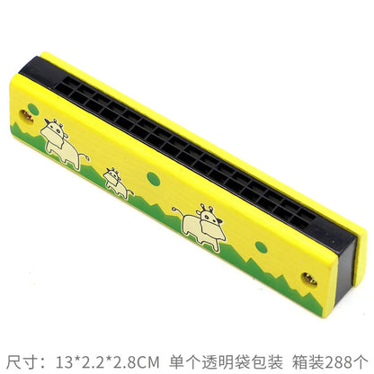 16 Holes Cute Harmonica Musical Instrument Montessori Educational Toys Cartoon Pattern Kids Wind Instrument Gift for Boy Girl