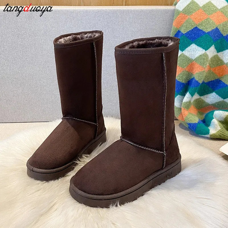 winter snow boots women anti slip Casual Woman Shoe Winter Boots Female Warm Plush Mid-calf Boots Long Botas Mujer