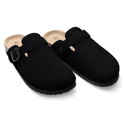 KIDMI Fashion Suede Clogs Slippers Men Clogs Slippers Cork Clogs Beach Sandals Outdoor Soft Nonslip Men Mules With Arch Support