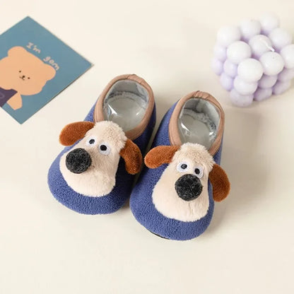 Thickened Cute Puppy Baby Floor Socks Anti Slip Soft Soles Cartoon Early Education Baby Shoes Baby Walking Shoes, Sock Covers