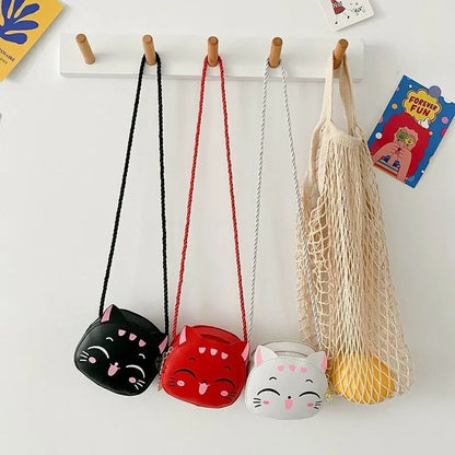 New Cartoon Children's Crossbody Bag Cute Cat Kids Fashion Coin Purse Purse Handbag Cute Mini Shoulder Bag for Girls and Boys